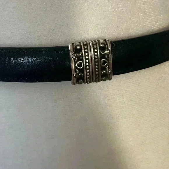 BRIGHTON|2in1 Black Leather Brown Crocodile Embossed Silver Buckle|ML Equestrian - Picture 2 of 13